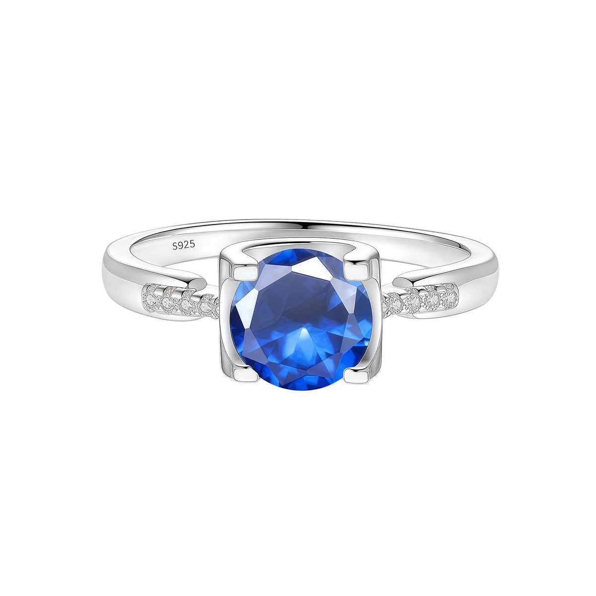 S925 Silver Bull-Head Ring with Colored Moissanite