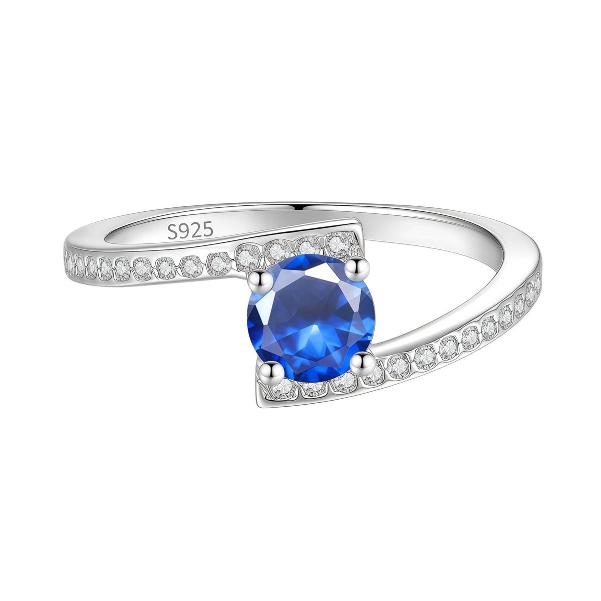 S925 Sterling Silver Four-Prong Ring with Colored Moissanite