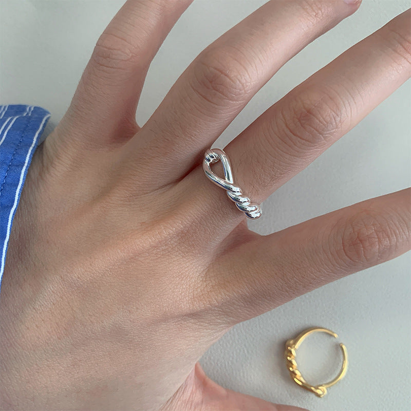 925 sterling silver irregular opening ring