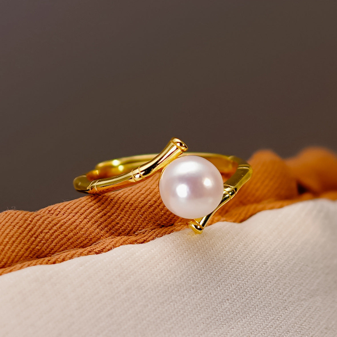 925 sterling silver pearl ring - golden