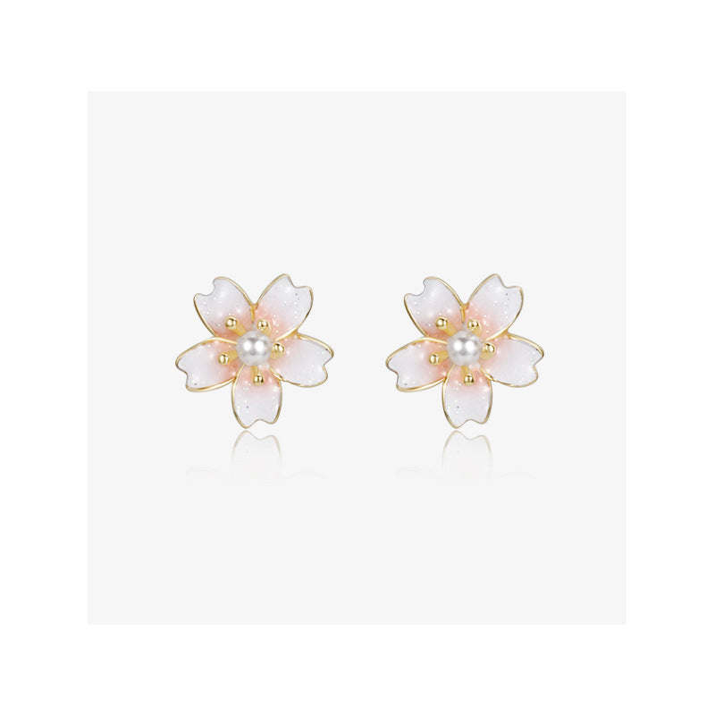 925 sterling silver cherry blossom earrings - golden