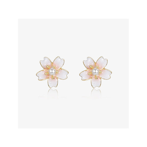 925 sterling silver cherry blossom earrings - golden