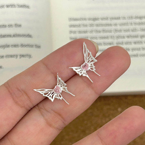 925 sterling silver butterfly shaped earrings - silvery