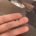 S925 sterling silver black zirconium small flower earrings - silvery