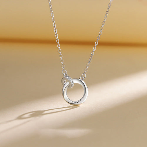 925 pure silver double hoop pendant necklace-silvery