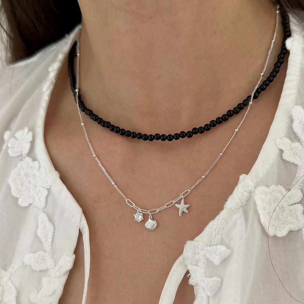 925 sterling silver starfish shell pendant necklace