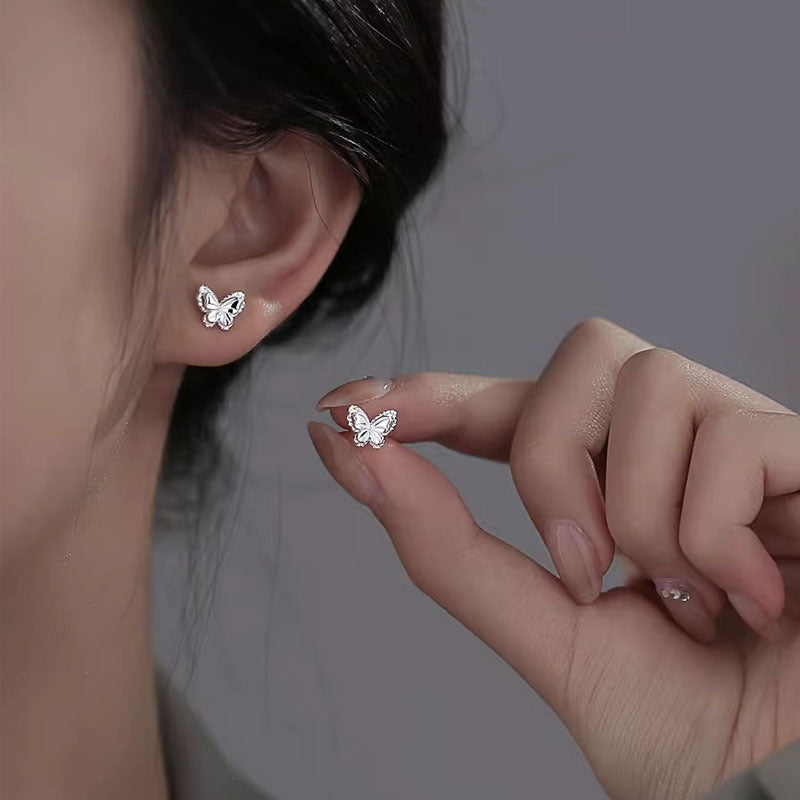 999 Silver Butterfly shaped Earrings - Silvery