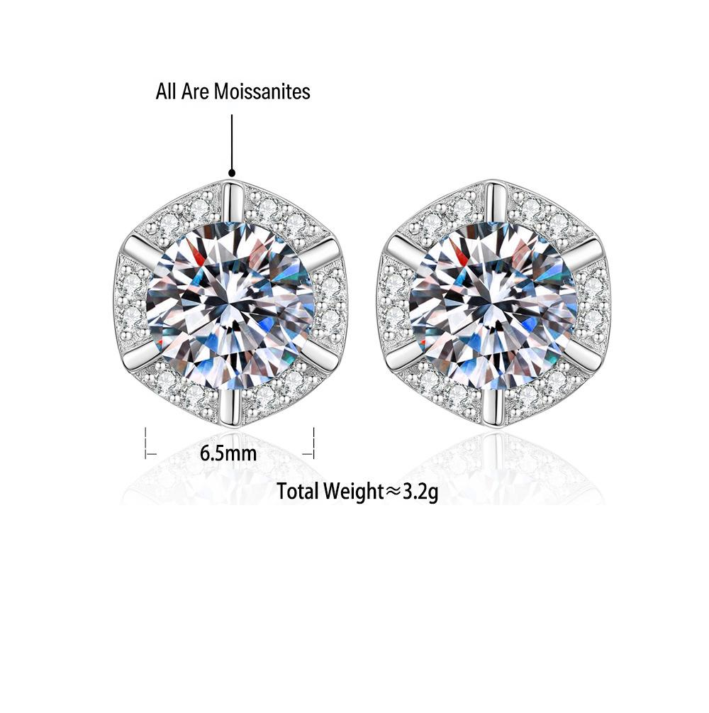 S925 Sterling Silver Moissanite Stud Earrings