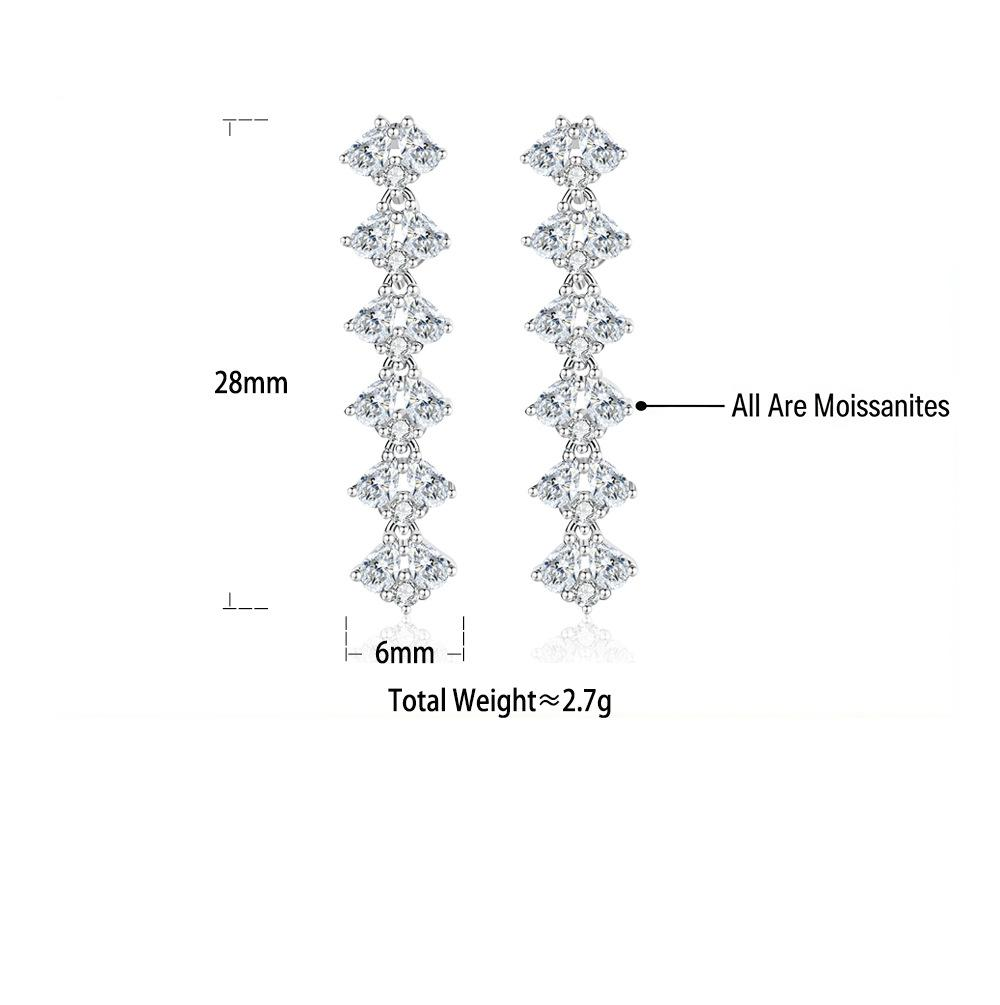 S925 Sterling Silver Moissanite Tassel Stud Earrings