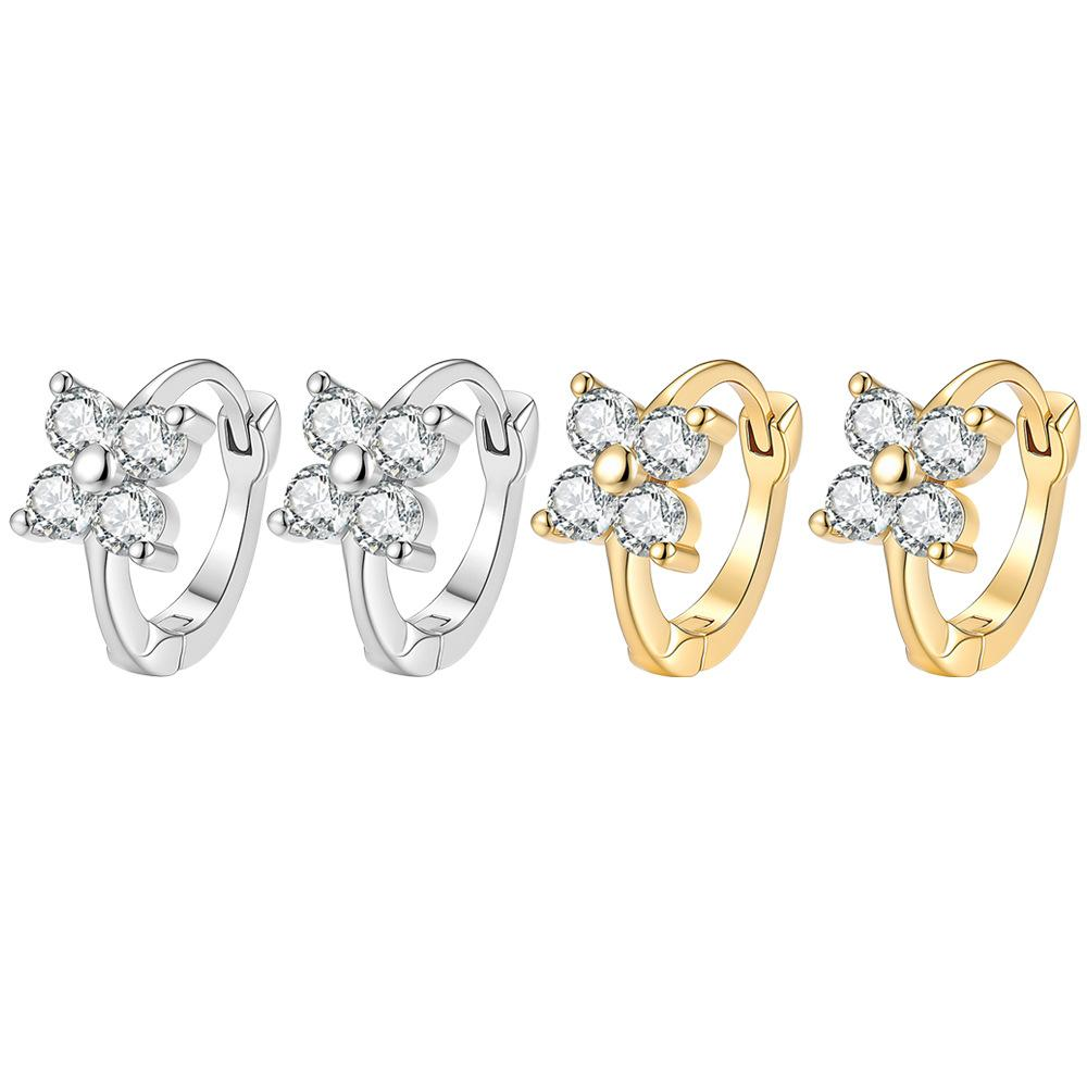 S925 Sterling Silver Moissanite Four-Leaf Clover Earrings