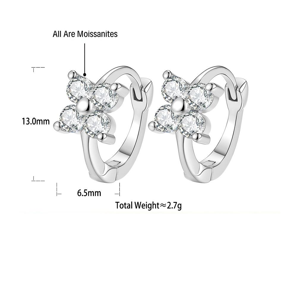 S925 Sterling Silver Moissanite Four-Leaf Clover Earrings