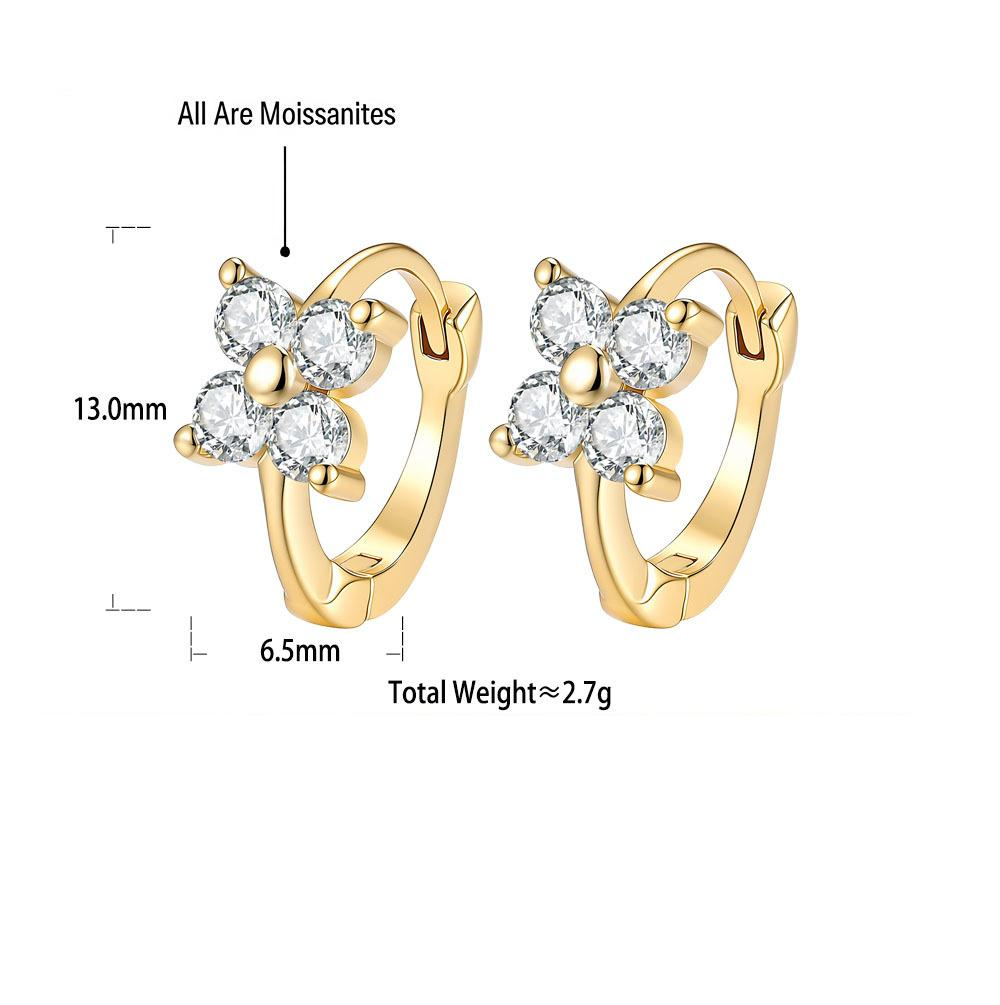 S925 Sterling Silver Moissanite Four-Leaf Clover Earrings