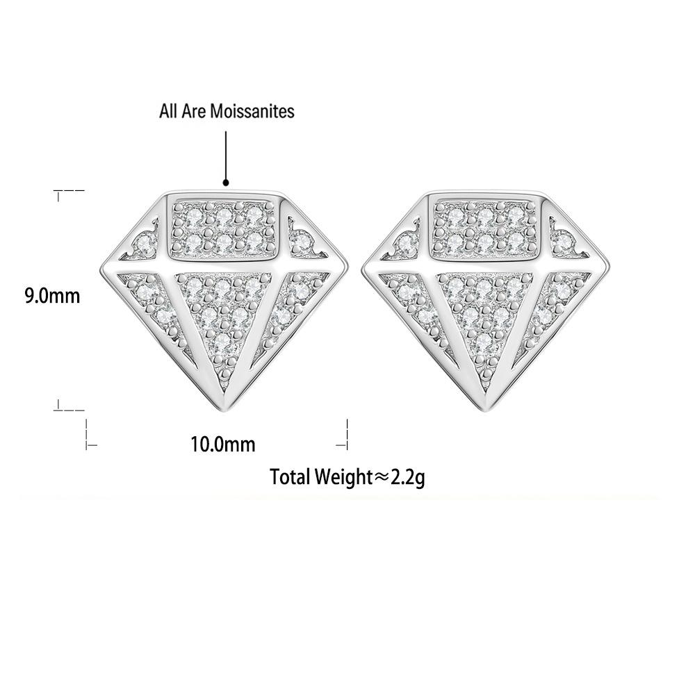 S925 Silver Diamond-Shaped Moissanite Earrings
