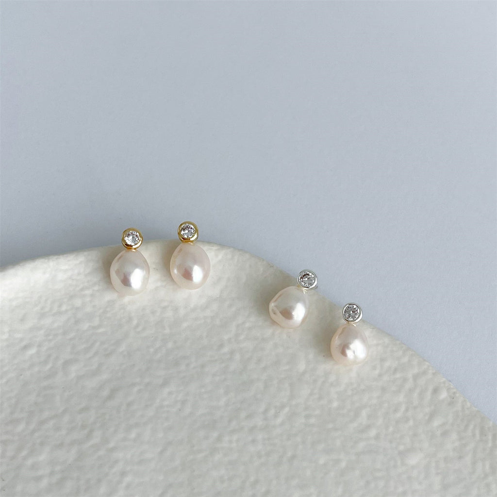 925 sterling silver natural pearl earrings