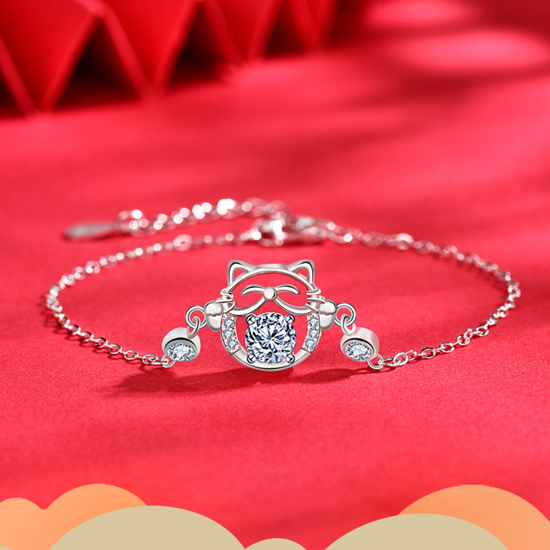 925 Sterling Silver Cute Cartoon Animal Moissanite Bracelet