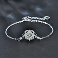 925 Sterling Silver Moissanite Four-Leaf Clover Bracelet