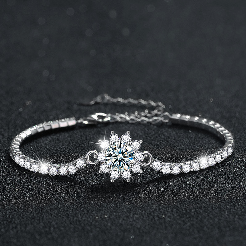 S925 Silver Moissanite Sunflower Bracelet