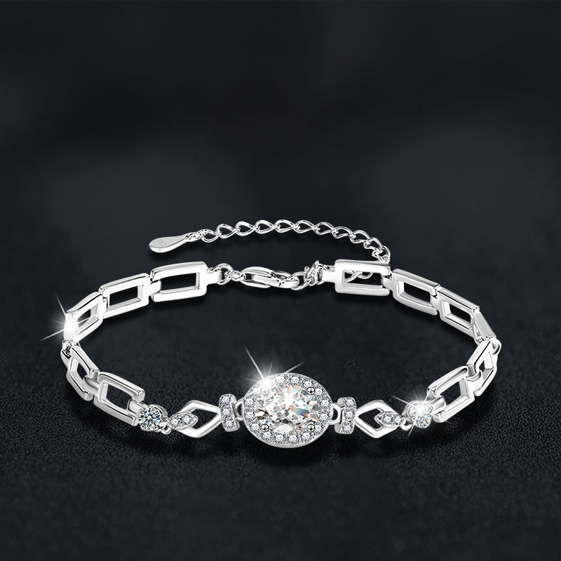 S925 Sterling Silver & Moissanite Oval Bracelet