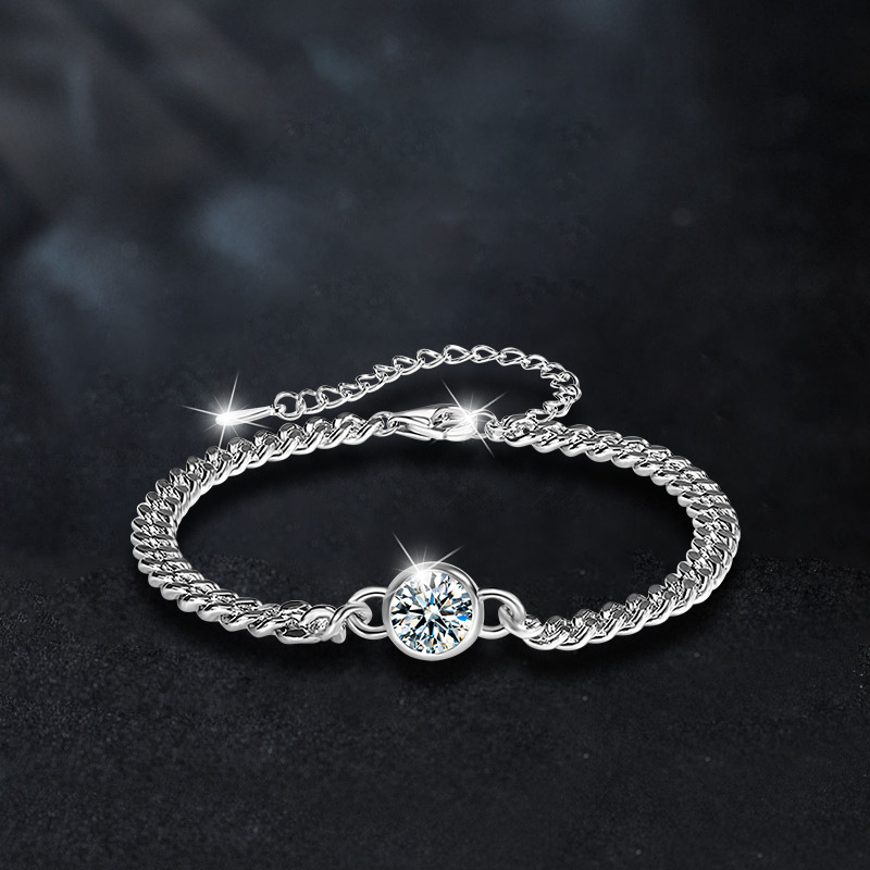 S925 Sterling Silver Moissanite Bubble Bracelet