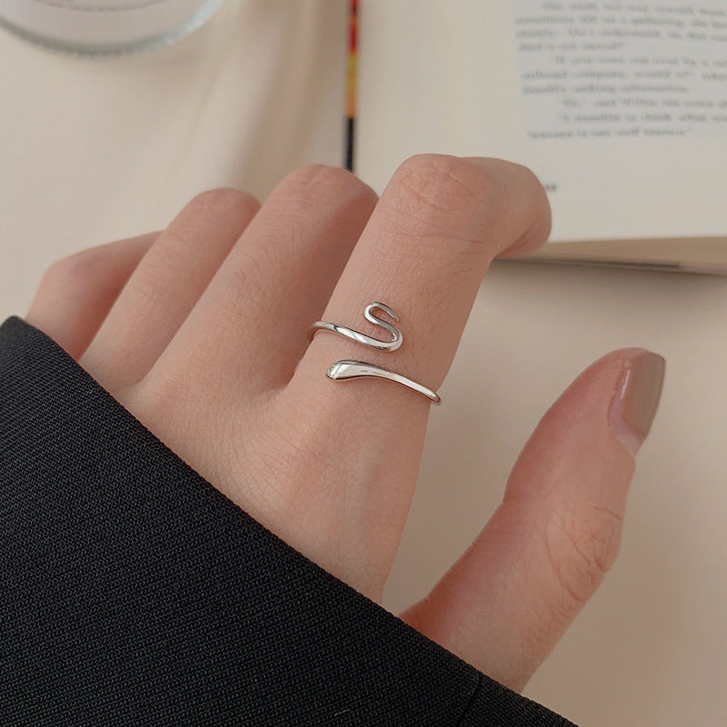 S925 Pure Silver Serpentine Ring - Silvery