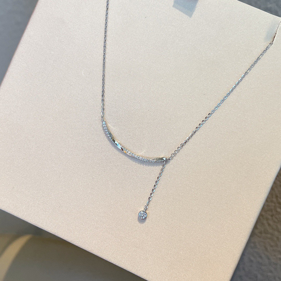 925 sterling silver smile tassel necklace - silvery