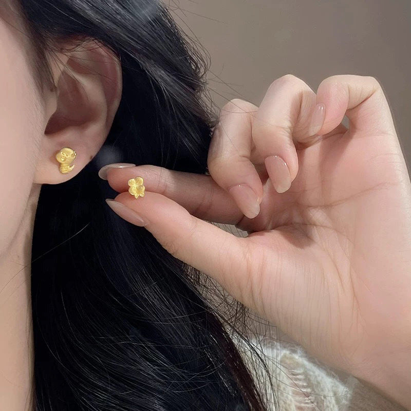 S925 sterling silver asymmetrical zodiac snake earrings