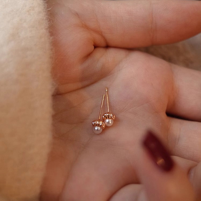 925 sterling silver vintage pearl earrings - champagne golden