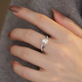 925 sterling silver imitation pearl ring - silvery