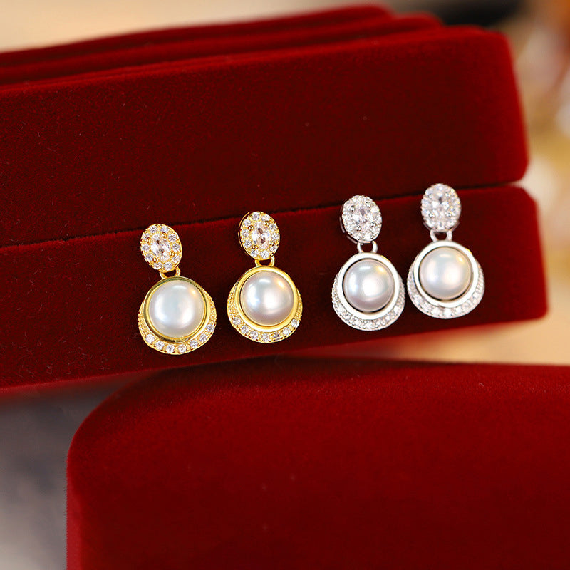 925 sterling silver freshwater pearl earrings