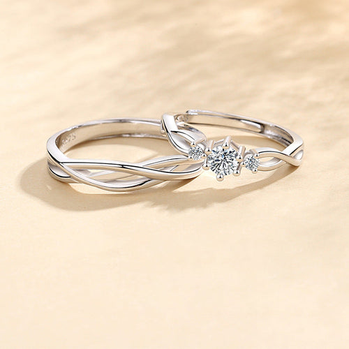 925 sterling silver couple's ring - silvery