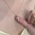 S925 Pure Silver Cross Pendant Necklace - Silvery