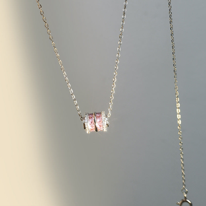 925 sterling silver zirconium pendant necklace - silvery