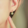 925 Sterling Silver Hotan Jade Earrings - Golden
