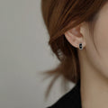 S925 sterling silver black cool earrings