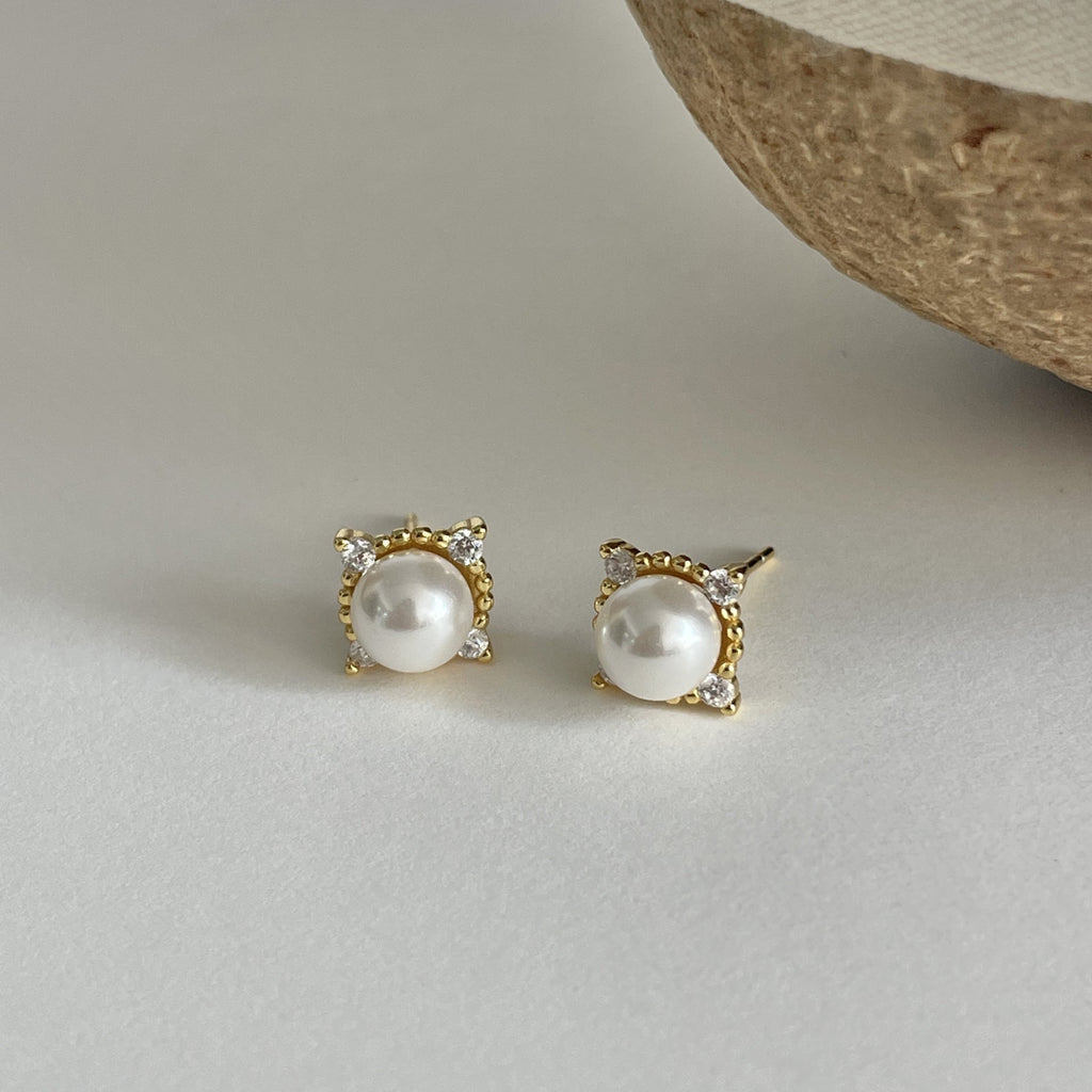 925 sterling silver imitation pearl earrings