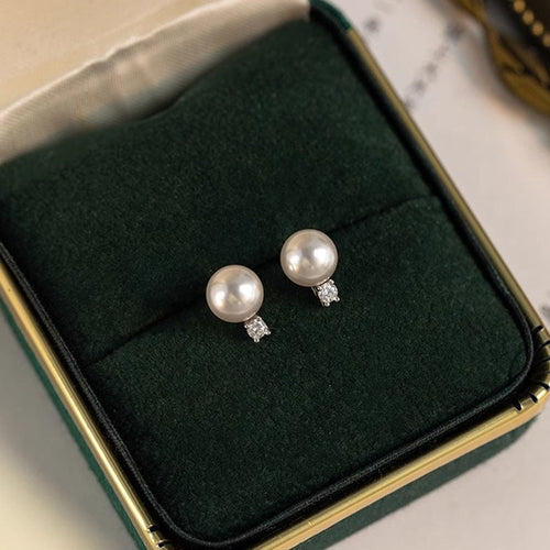 925 sterling silver pearl earrings - silvery