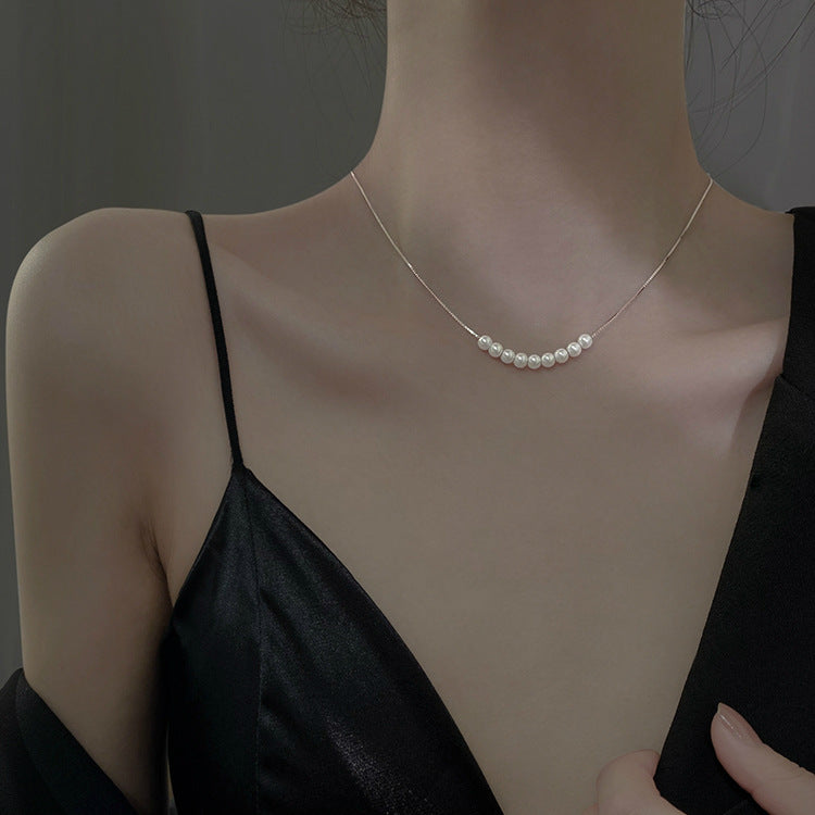 925 sterling silver imitation pearl necklace