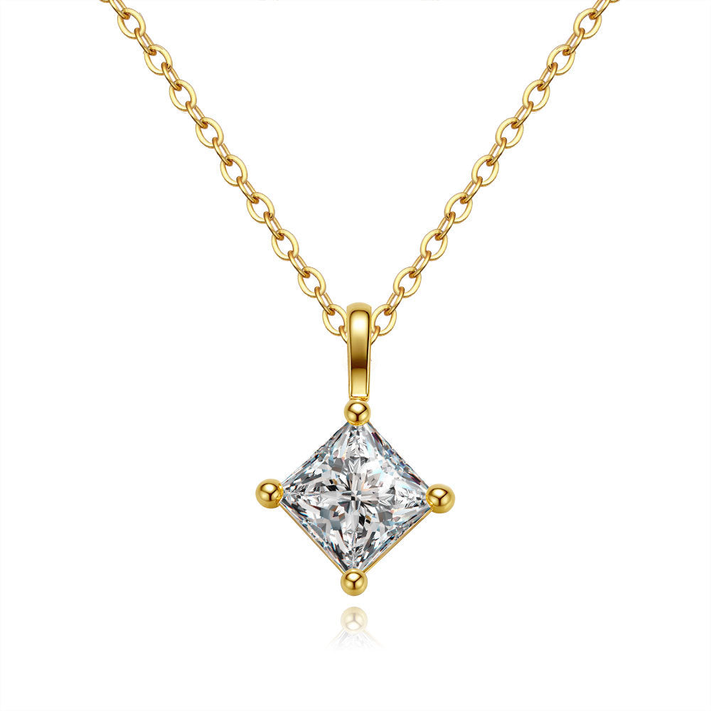 Princess Cut Moissanite Pendant Necklace