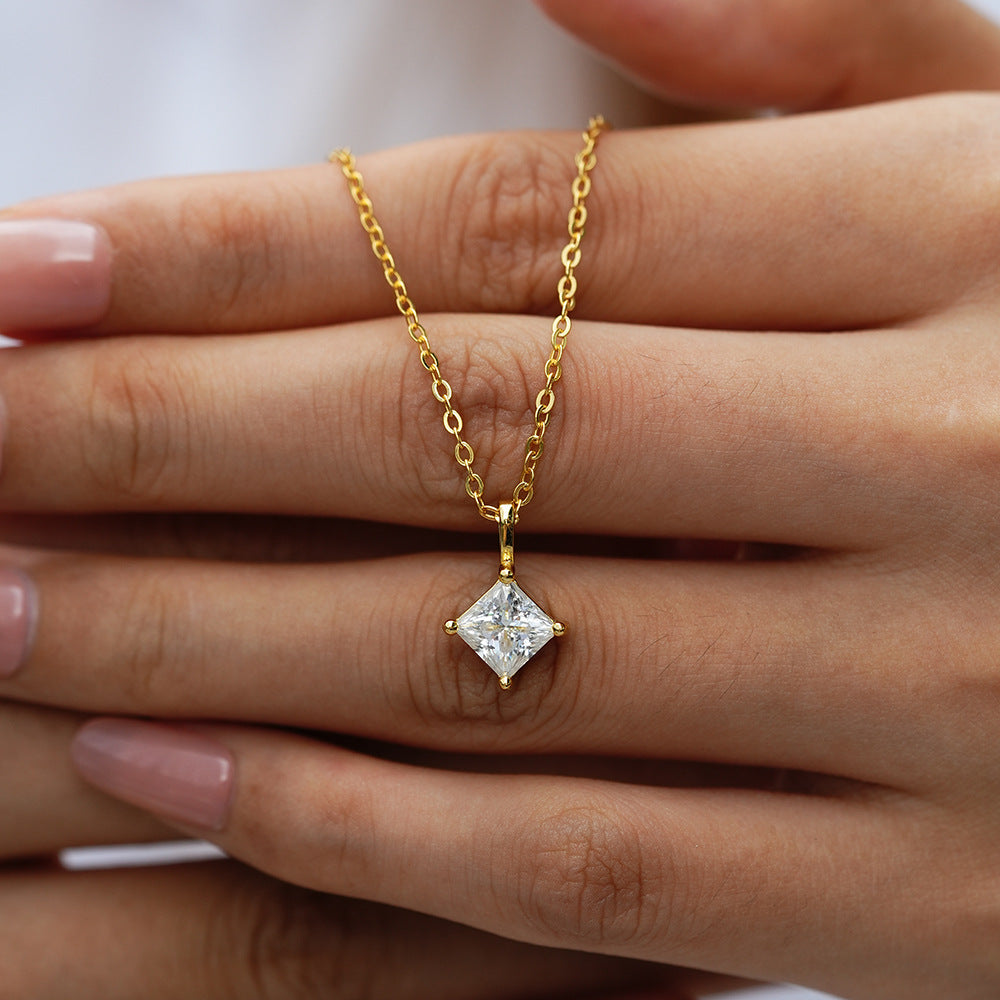 Princess Cut Moissanite Pendant Necklace – image 4