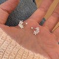 999 silver three small flower U-shaped earrings
