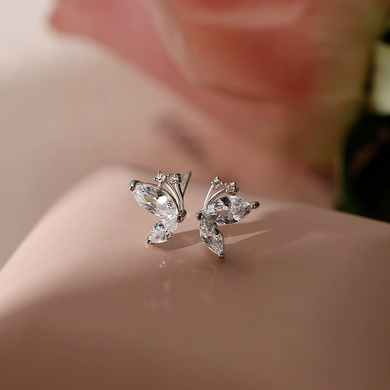 925 sterling silver butterfly earrings - silvery