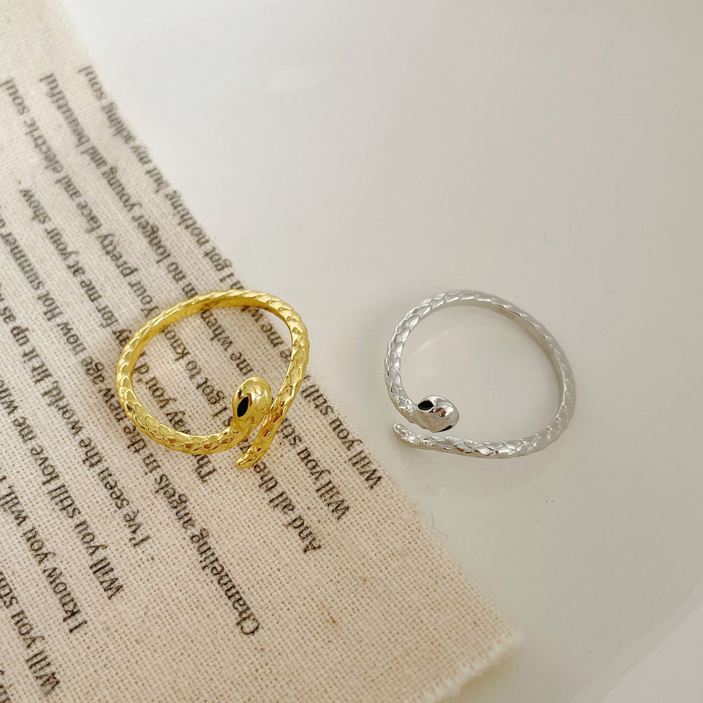 S925 sterling silver snake shaped ring