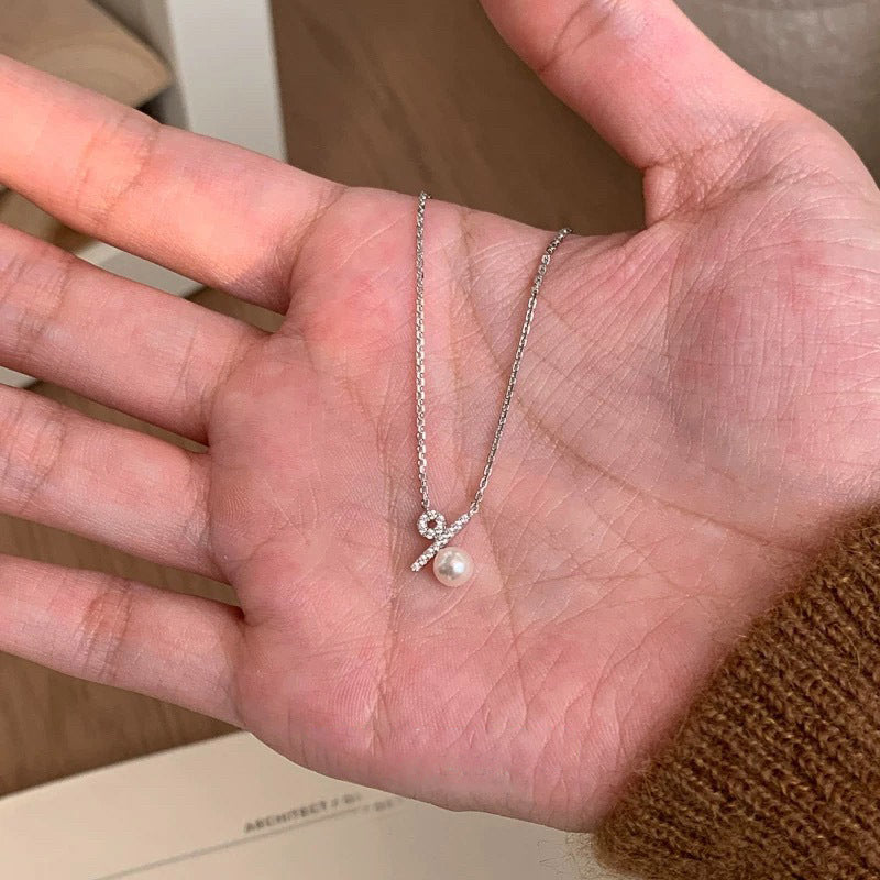 S925 pure silver freshwater pearl pendant necklace
