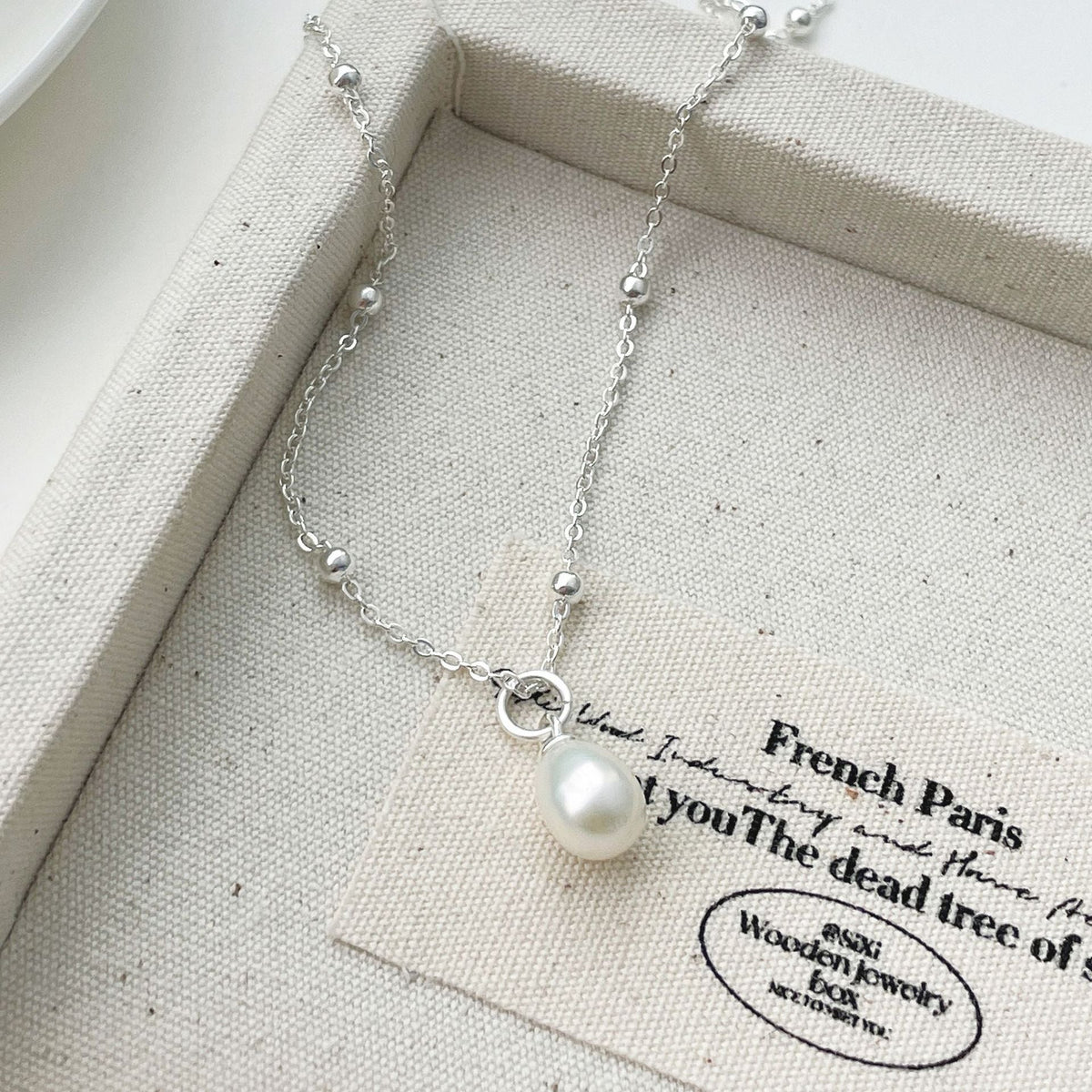 925 sterling silver freshwater pearl pendant necklace - silvery