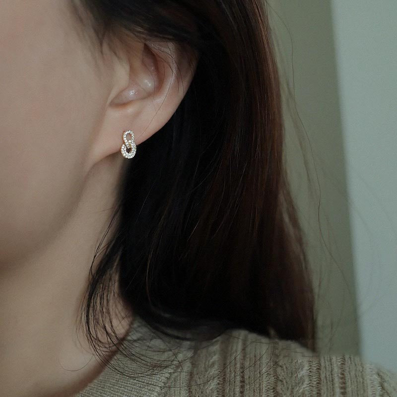 S925 sterling silver sparkling zirconium earrings - golden