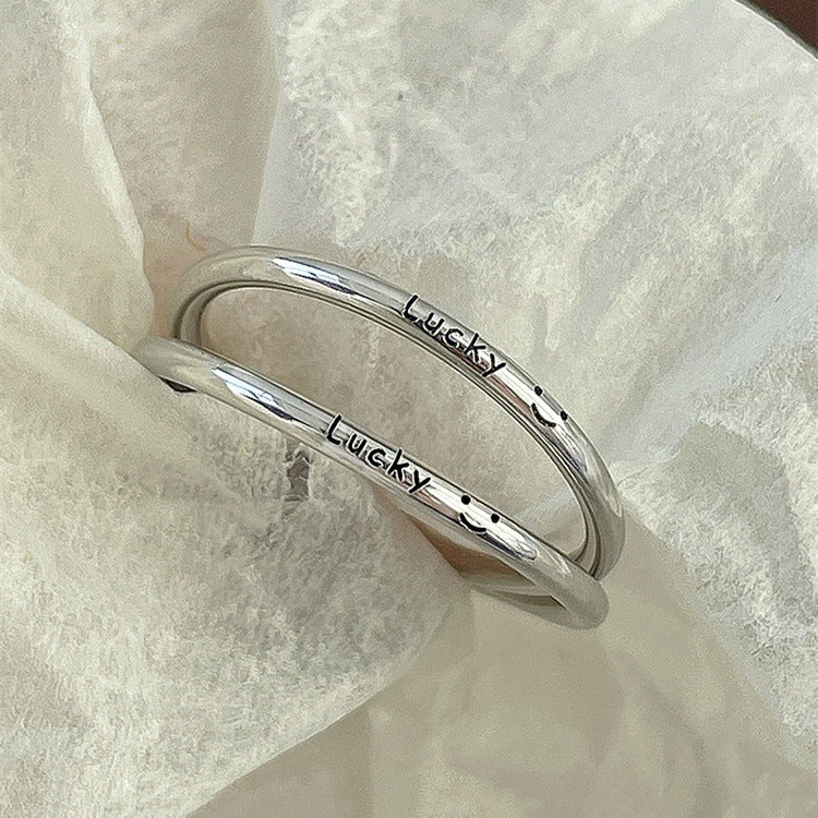 925 sterling silver LUCKY letter ring - silvery