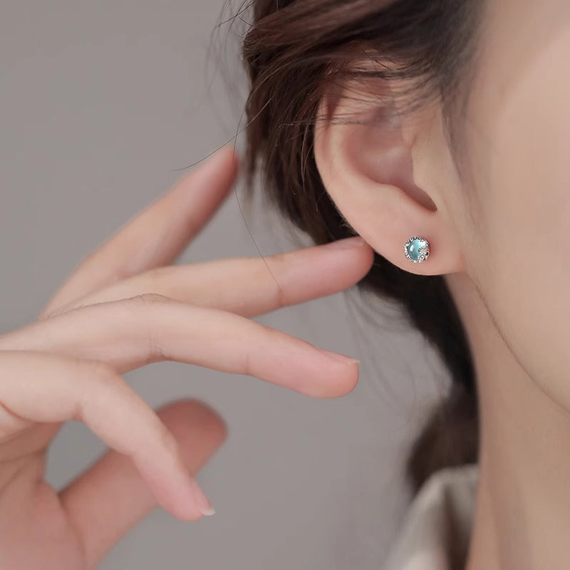 S925 sterling silver moonstone earrings - silvery