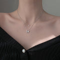 925 sterling silver butterfly double layered necklace
