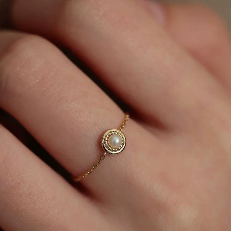S925 sterling silver chain ring - golden
