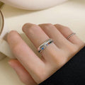 S925 Silver Zirconia Letter Ring - Silvery
